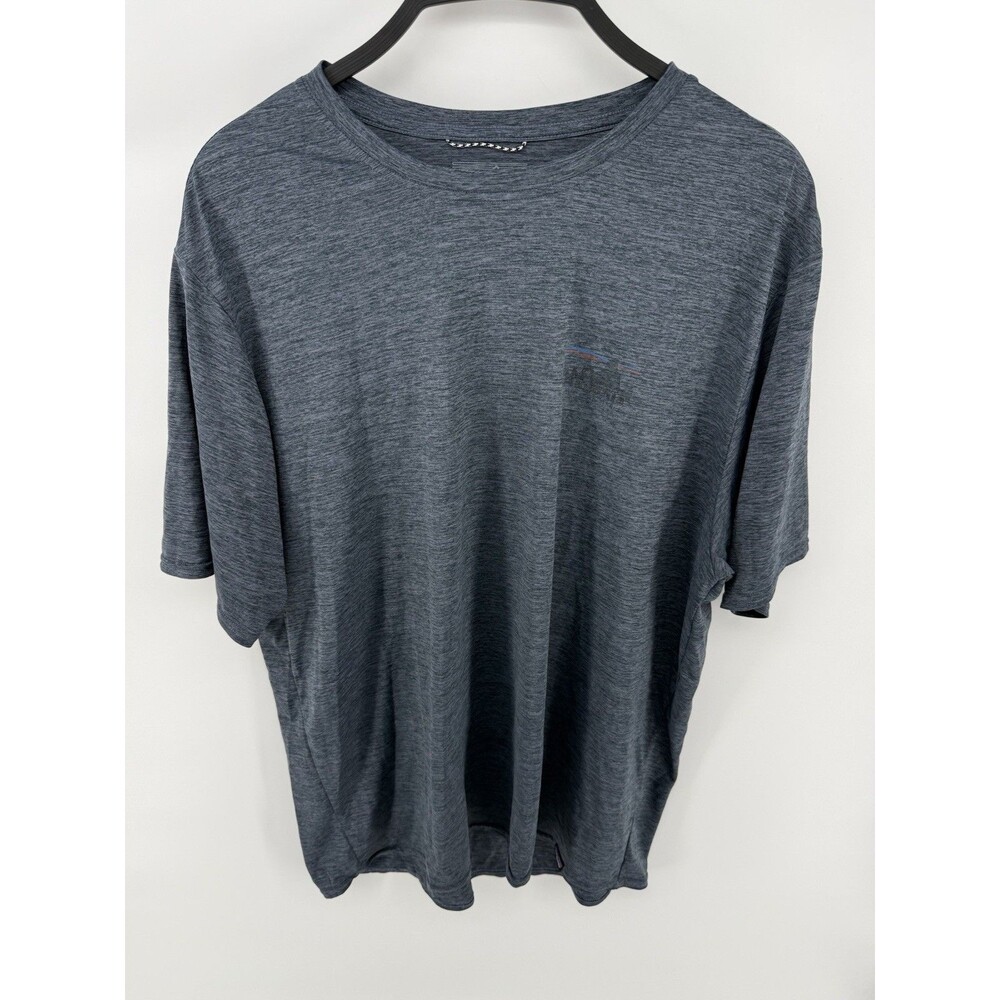 Patagonia T-Shirt Mens L Blue Capilene Cool Daily Moisture Wicking Crew Neck